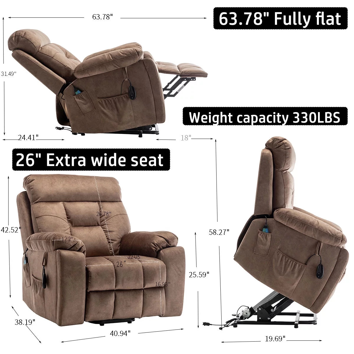 Power Lift Recliner Chair with Heat and Massage P6414