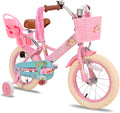 16 Inch Kids Bike with Training Wheels and Basket White E146