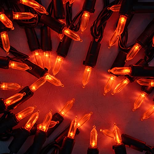 200 Orange LED Christmas Lights Black Wire 2 Strands 33 Feet M484160