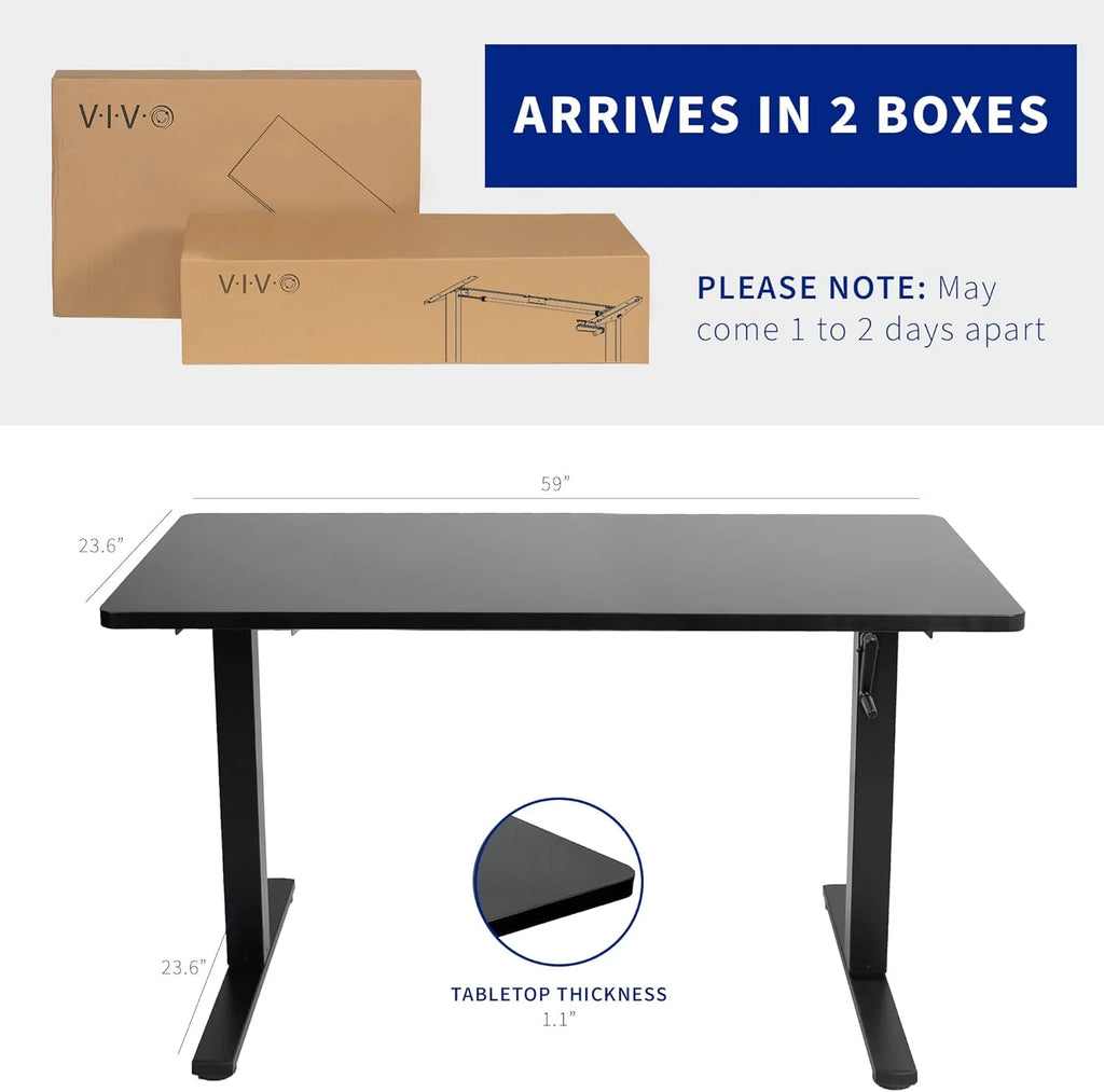 Height Adjustable 60 X 24 Inch Dark Walnut Standing Desk F621