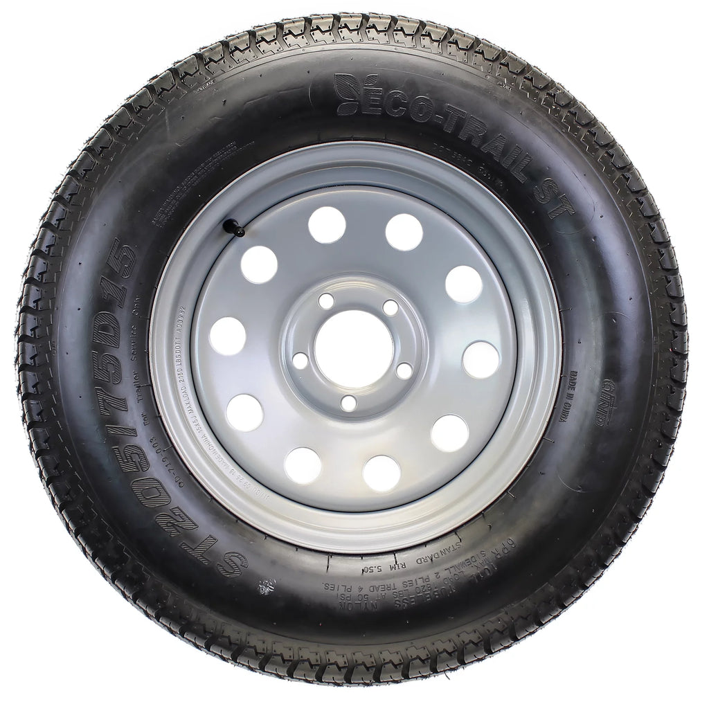 ST205/75D15 15 in. Load C 5 Lug Silver Modular Trailer Tire On Rim B93320