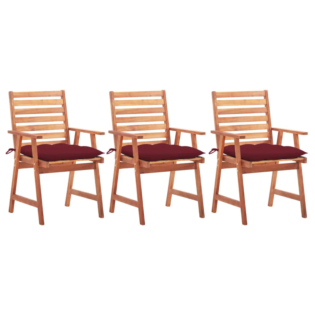 3 pcs Acacia Wood Patio Dining Chairs with Cushions Y2250