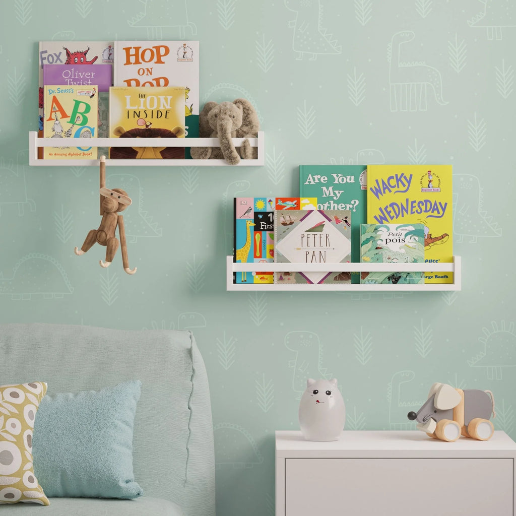 24" White Wood Floating Shelves Set of 2 A810659