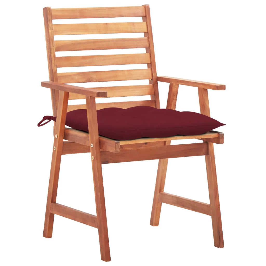 3 pcs Acacia Wood Patio Dining Chairs with Cushions Y2250
