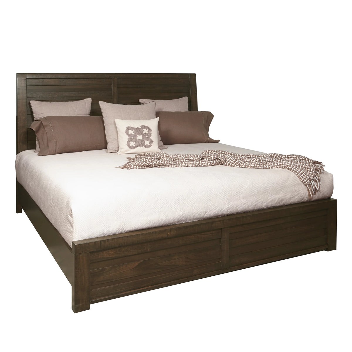 Espresso Wood Bedroom Set with King Bed Dresser Mirror Nightstand Chest N124782