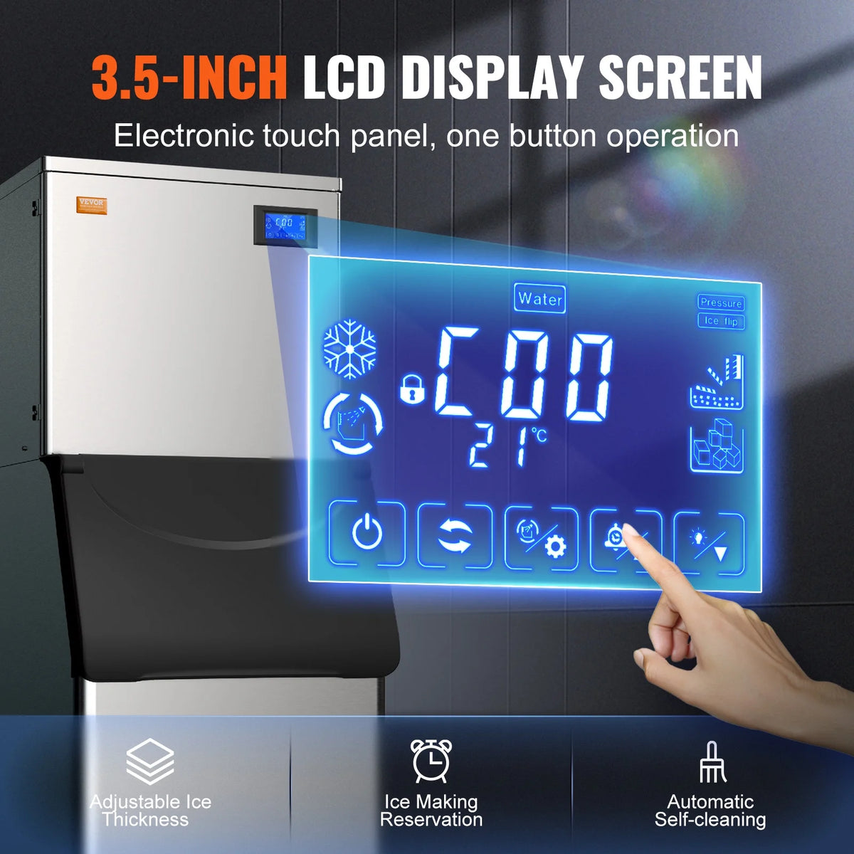 Commercial Ice Maker with Storage Bin Auto Self-Cleaning J51340