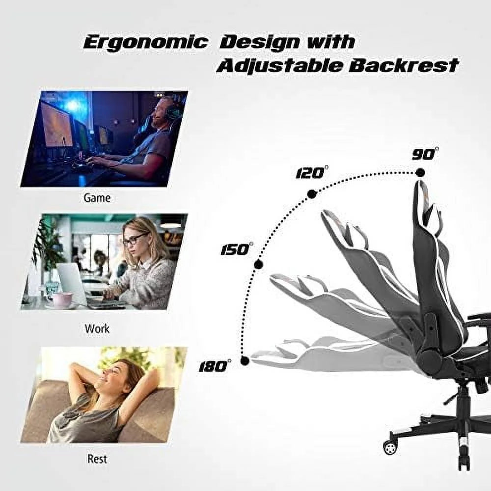 White Gaming Recliner Chair R7798