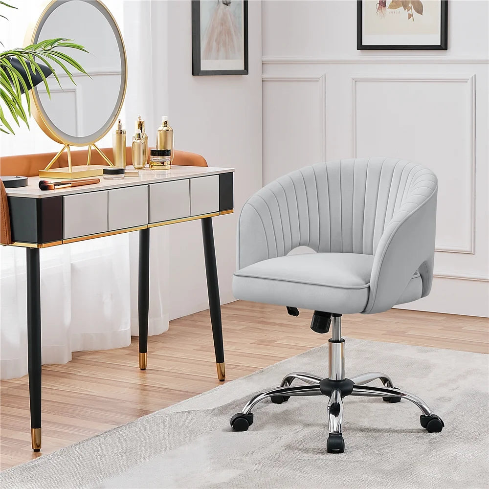 Light Gray Velvet Swivel Office Chair Z526