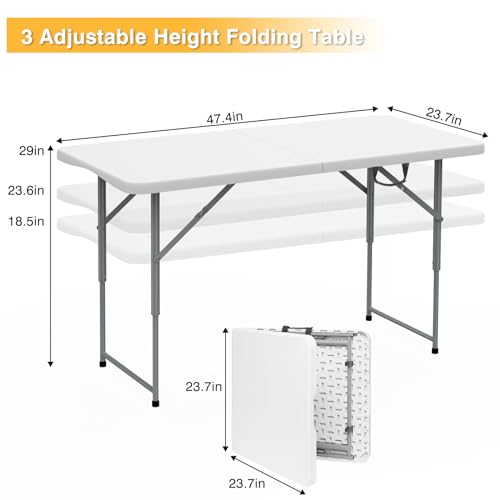 8 Foot Plastic Folding Picnic Table with Carry Handle R877333