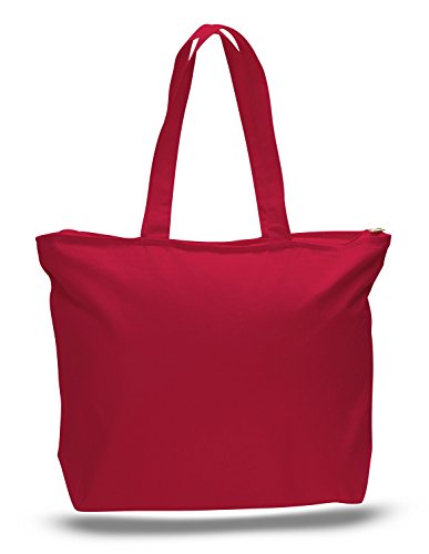 6 Pack Large Canvas Tote Bag with Zippered Closure M76167