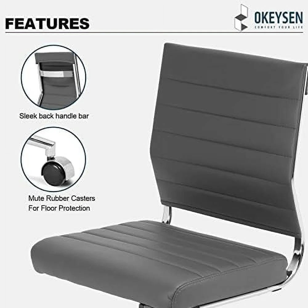 Armless Leather Swivel Office Chair R7146