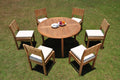 Grade-A Teak 7 Pc Dining Set with 52" Round Table and 6 Chairs S2059