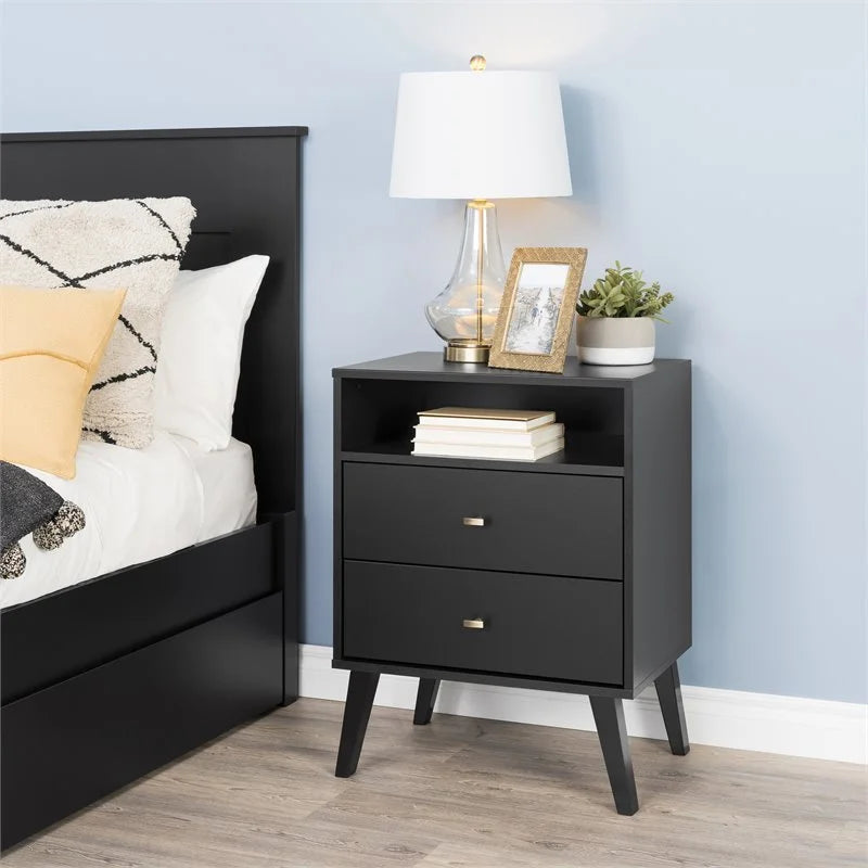 Black 2 Drawer Tall Nightstand M627032