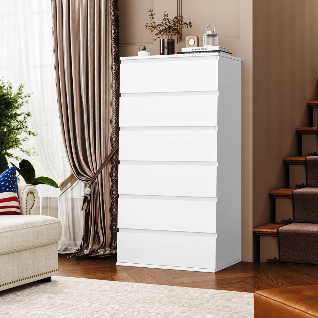 White 5 Drawer Wood Dresser N412912