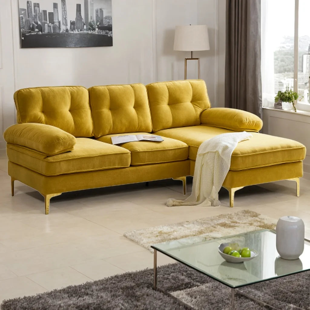 83" Velvet L-Shaped Sectional Sofa E242