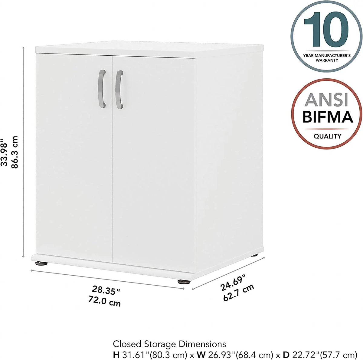White Laundry Room Storage Cabinet with Doors and Shelves B1140