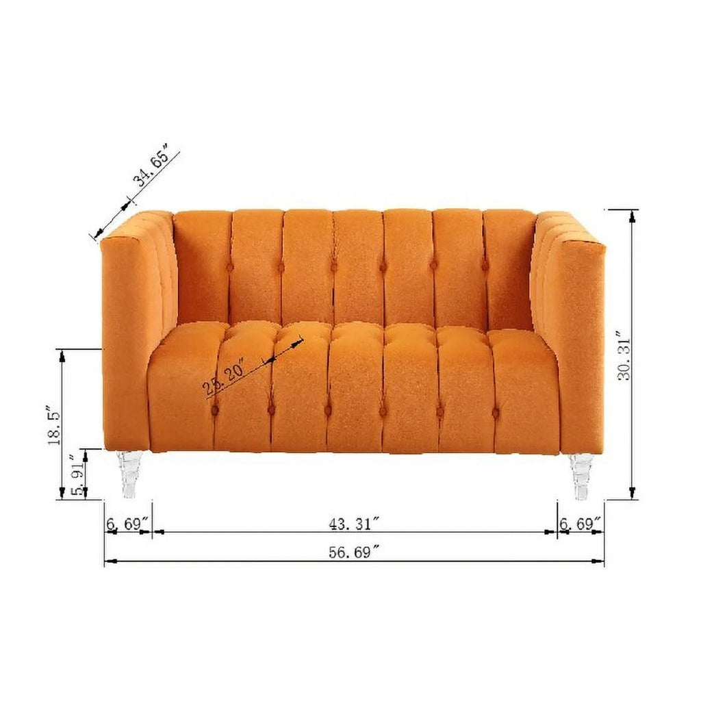 Orange Velvet Tufted Sofa O798