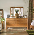 Light Oak Solid Wood Dresser with Mirror Z25400
