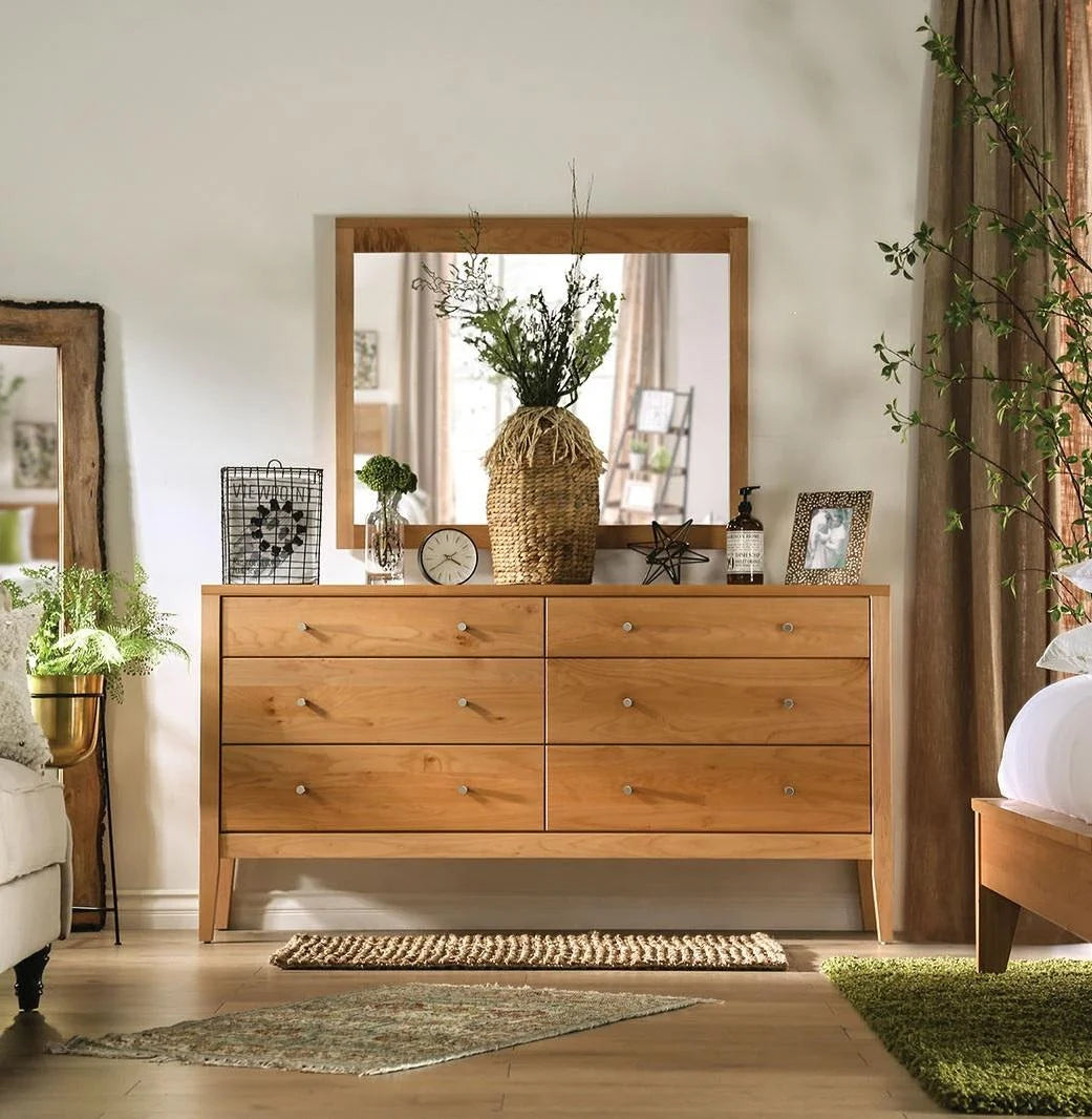 Light Oak Solid Wood Dresser with Mirror Z25400