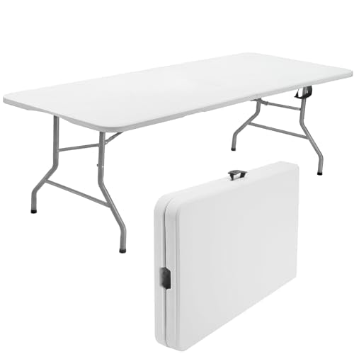 8 Foot Plastic Folding Picnic Table with Carry Handle R877333