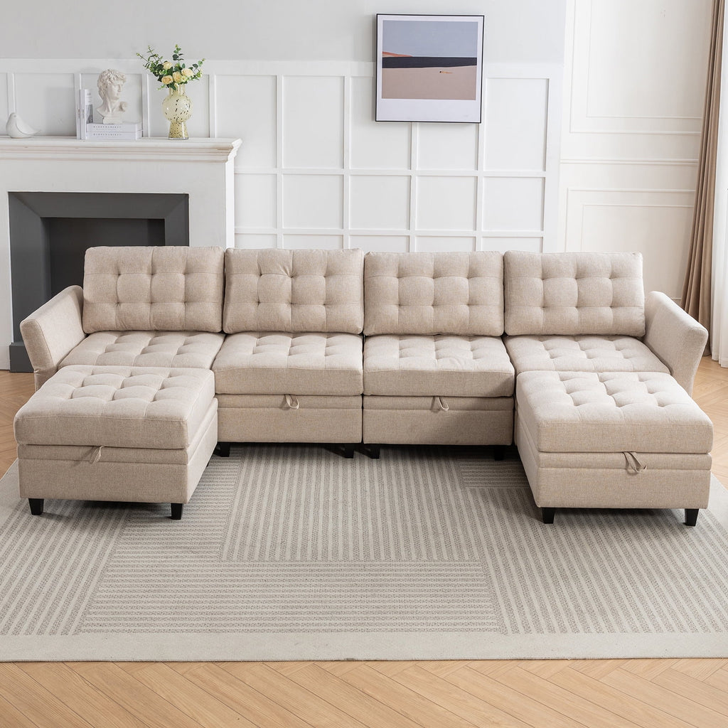 U/L Shaped Sectional Sofa Set with Storage Ottoman H509650