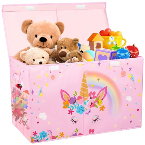 Pink Collapsible Toy Box with Lids E423