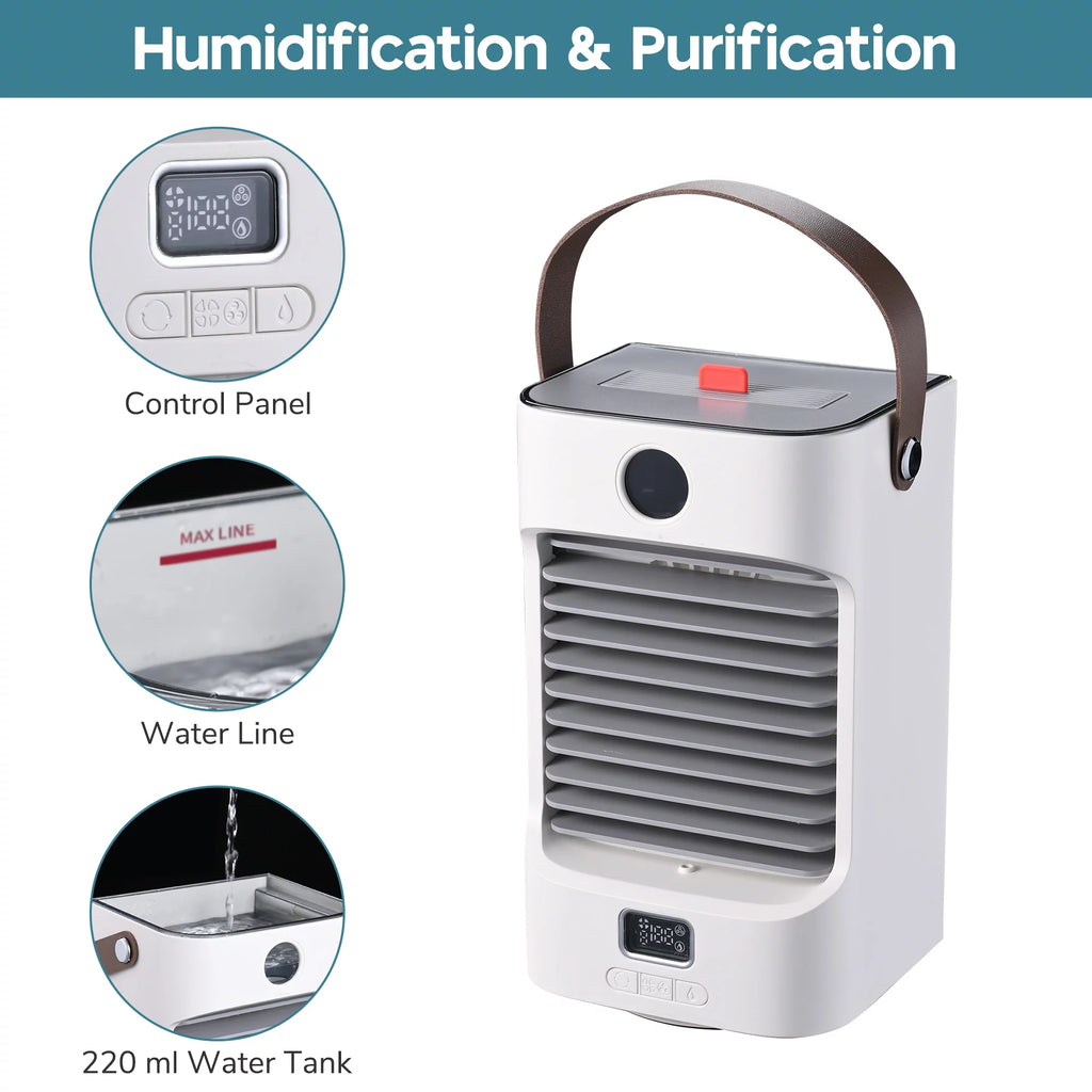 Portable Tabletop Air Cooler Fan with LED Light D966