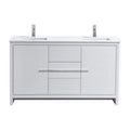 60 in. Double Sink High Gloss White Bathroom Vanity with White Quartz Counter Top Q27587