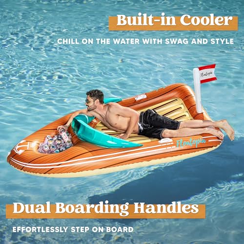 Inflatable Boat Pool Float with Cooler O13287