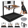 Metal Elevated Dog Bowls with Slow Feeder and Spillproof Mat H6244
