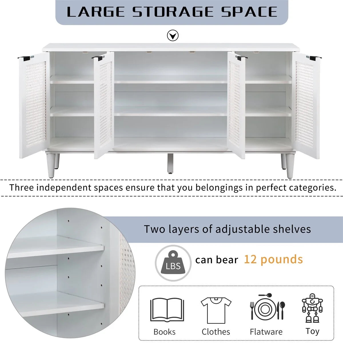 Large Storage Sideboard with Artificial Rattan Door H81978