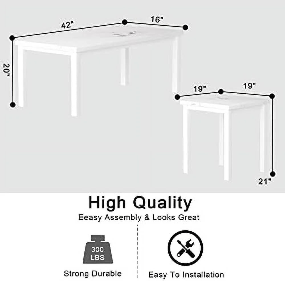 3 Piece Faux Marble Coffee Table Set with Black Metal Frame M60917