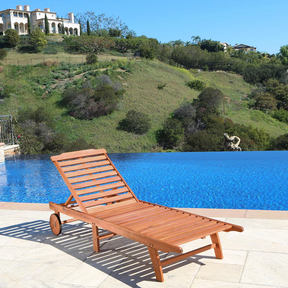 Brown Wood Folding Chaise Lounge F3784