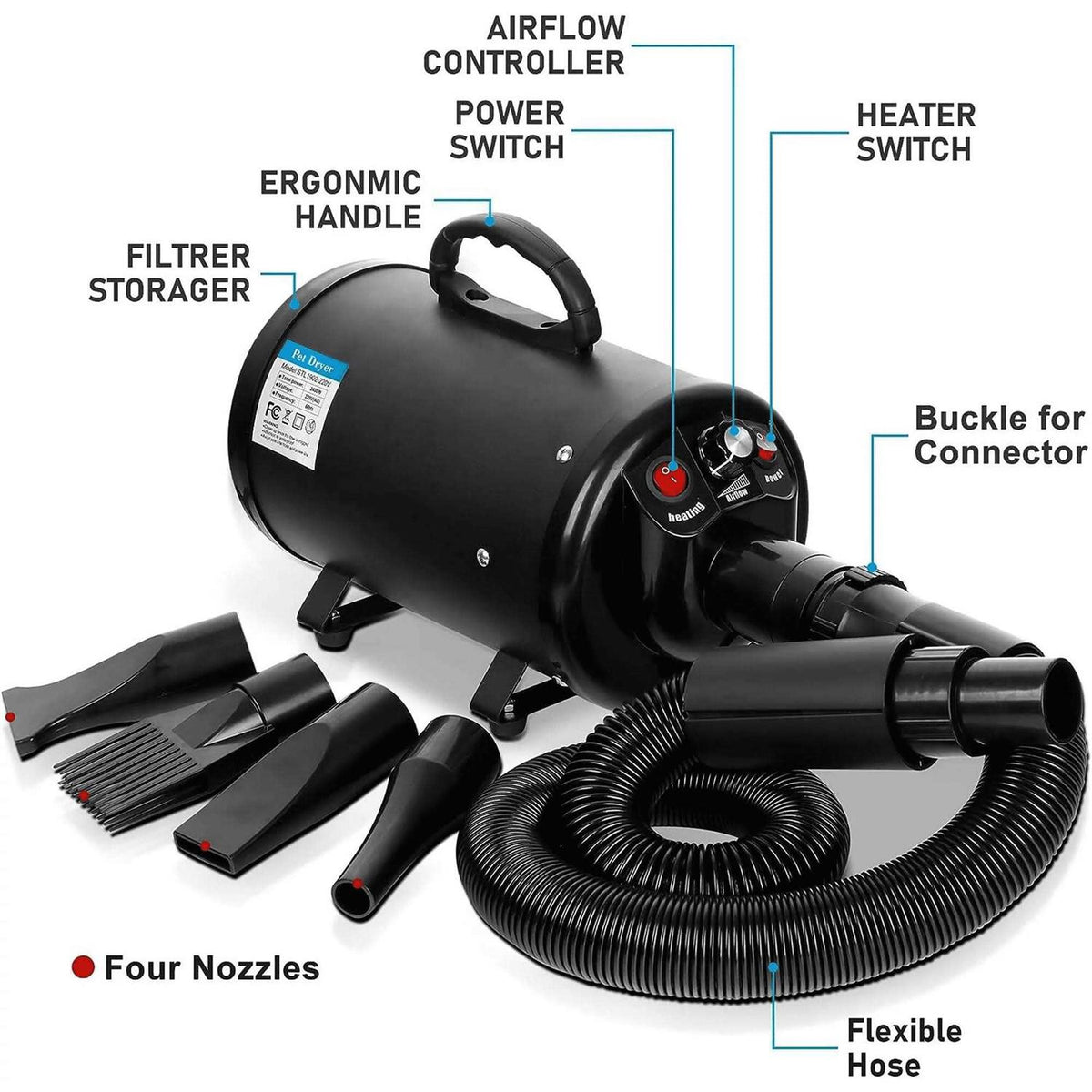 Portable High Power Low Noise Pet Hair Dryer W415398