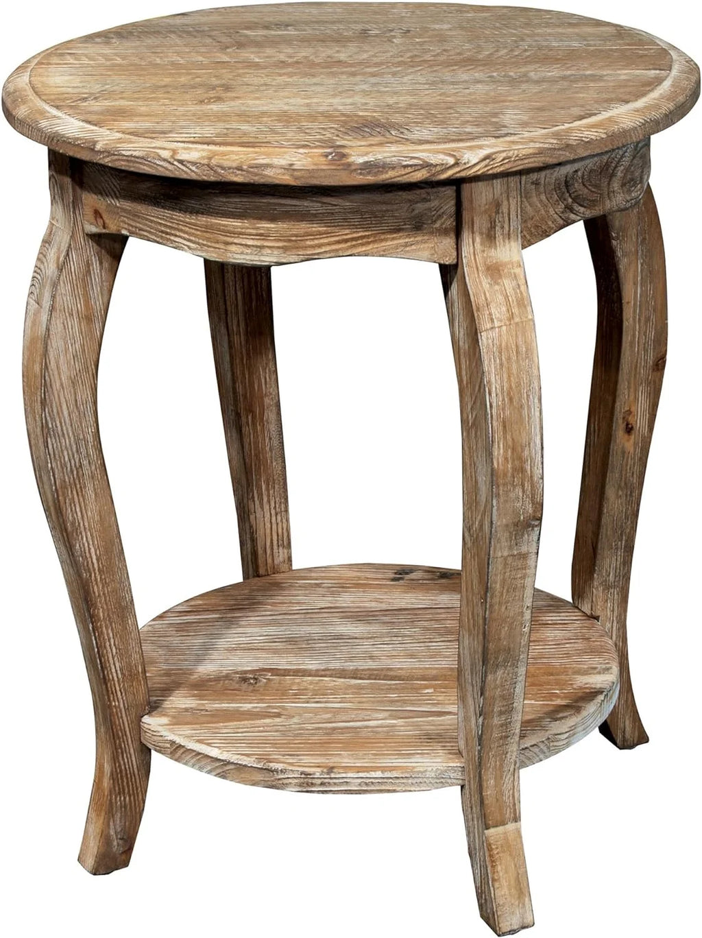 Reclaimed Wood Round End Table O927626