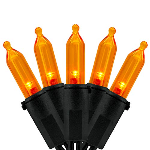 200 Orange LED Christmas Lights Black Wire 2 Strands 33 Feet M484160