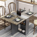 Folding Drop Leaf Dining Table with 6 Wheels and Storage Shelf N8613