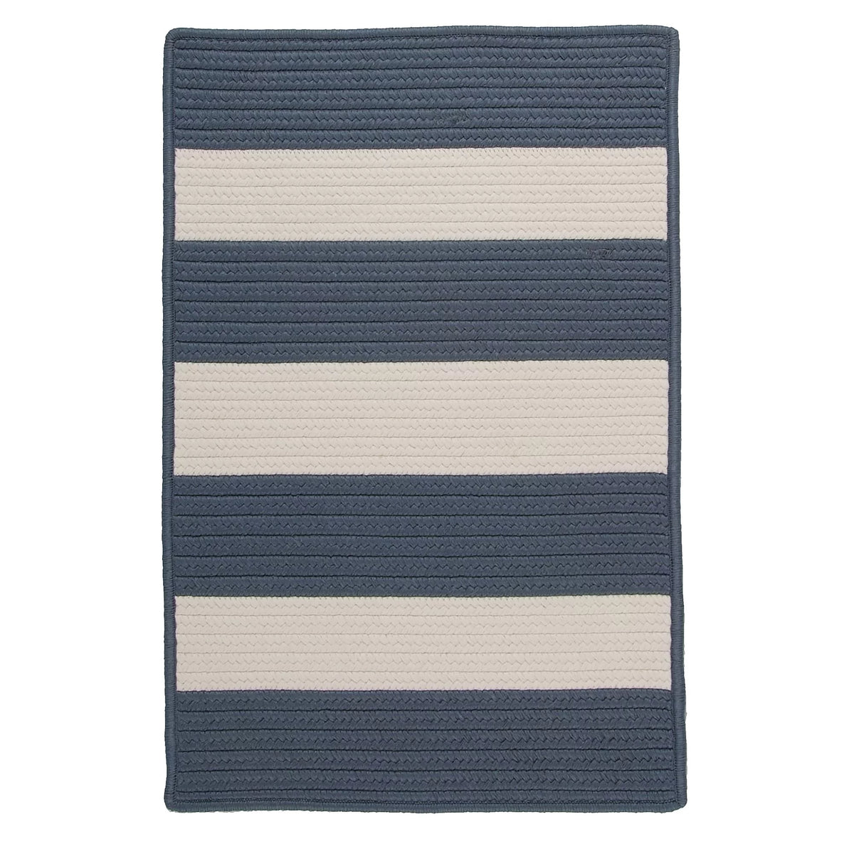 8' x 11' Steel Blue Striped Reversible Rectangular Outdoor F1819