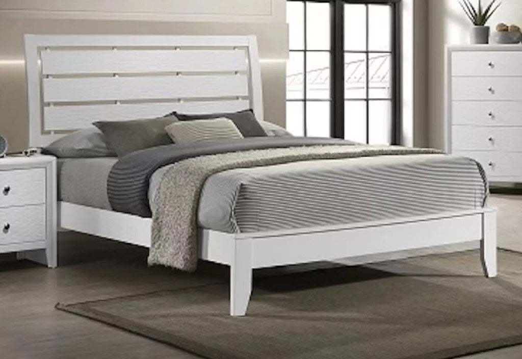 White Queen Size Panel Bed Set D93366