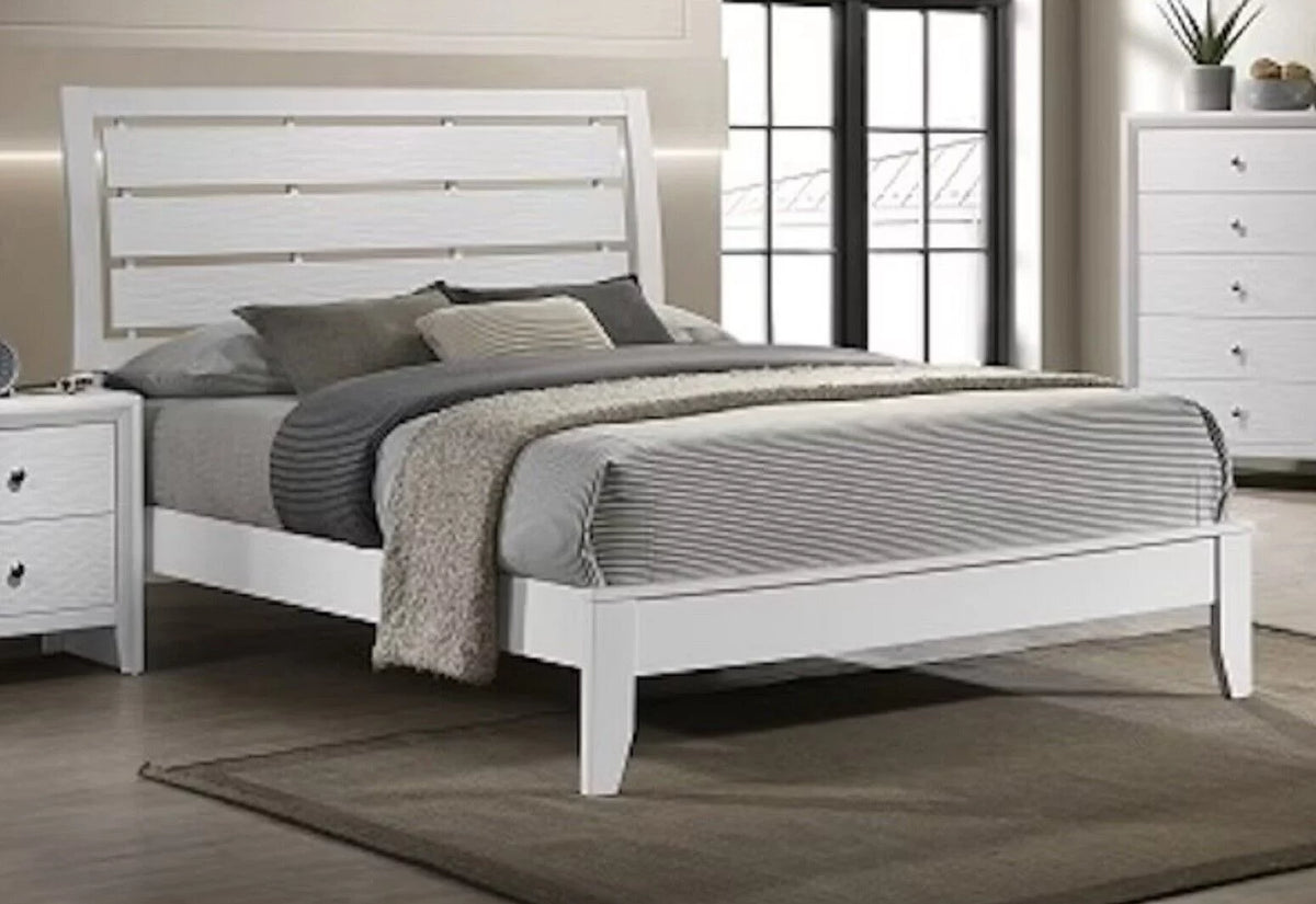 White Queen Size Panel Bed Set D93366