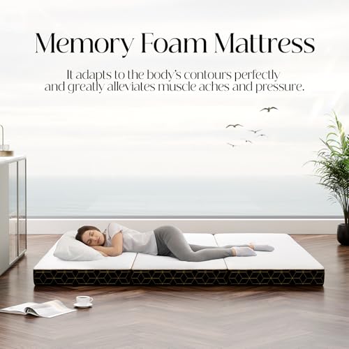 6 Inch Queen Memory Foam Tri-Fold Mattress with Washable Cover B249653