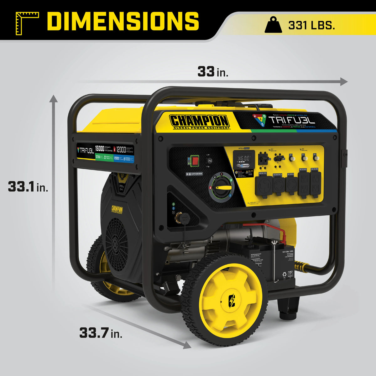 12,000-Watt Tri-Fuel Portable Generator with Electric Start C595606