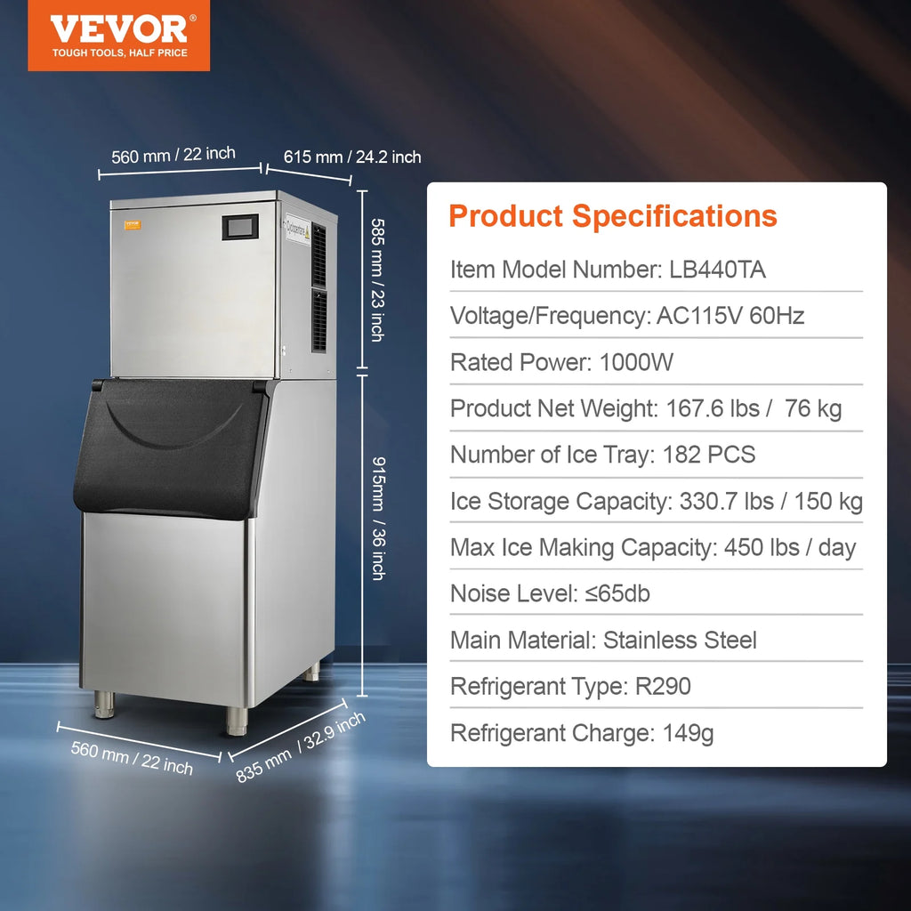 Commercial Ice Maker with Storage Bin Auto Self-Cleaning J51340