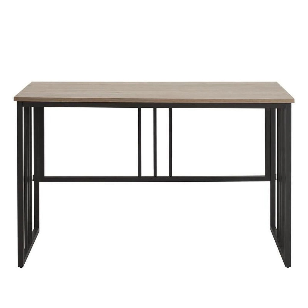 White Oak Gunmetal Slatted Desk Q646