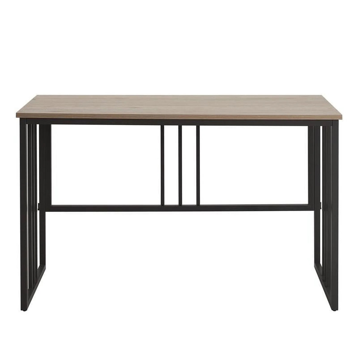 White Oak Gunmetal Slatted Desk Q646