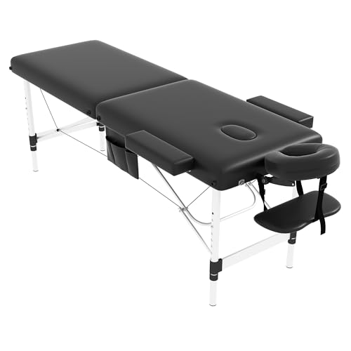 Portable 2 Section Foldable Massage Table Black T398