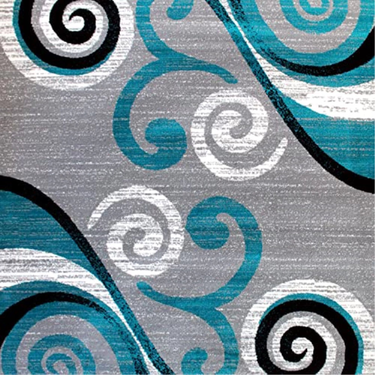 Black White Grey Turquoise 6' x 9' Area Rug Q248
