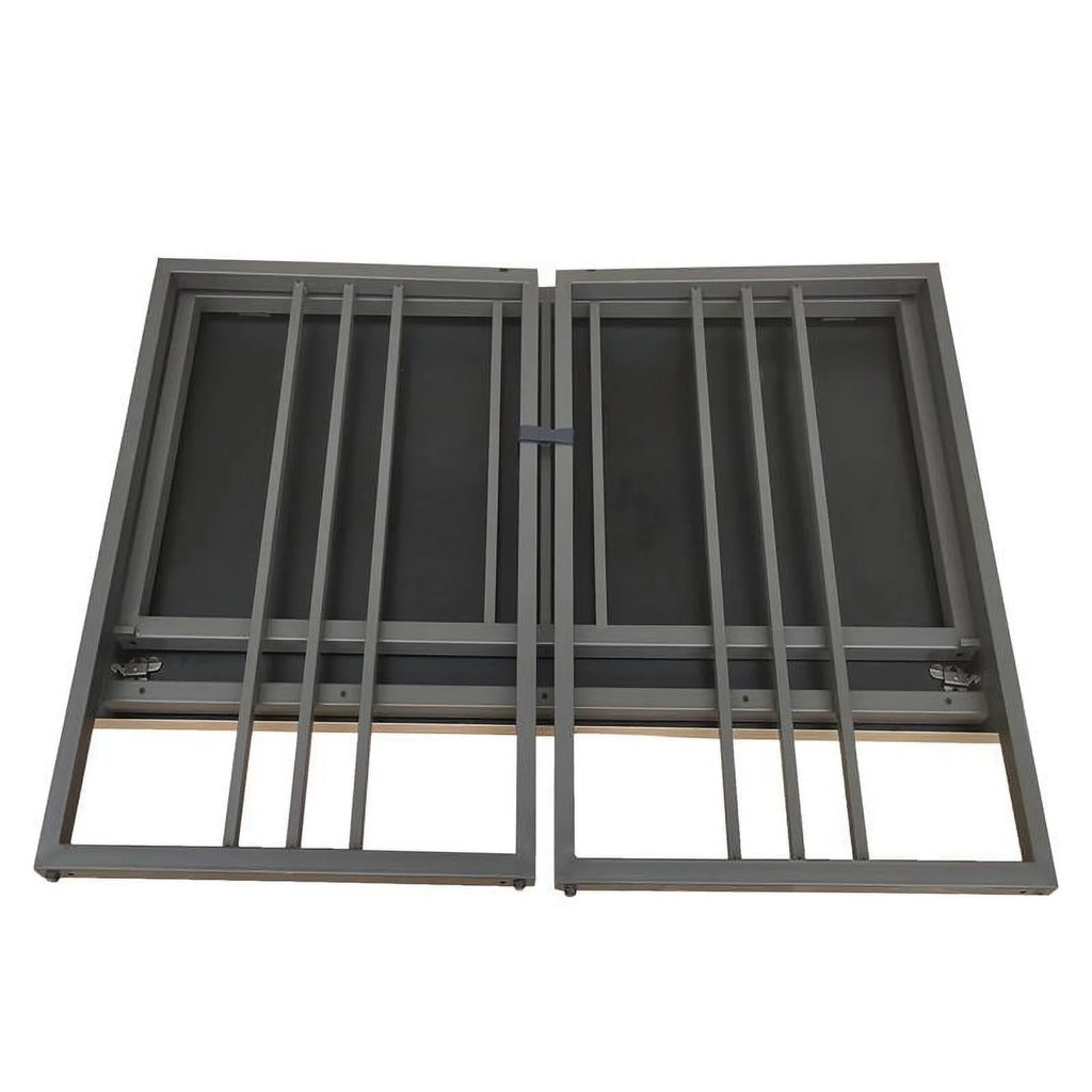 White Oak Gunmetal Slatted Desk Q646