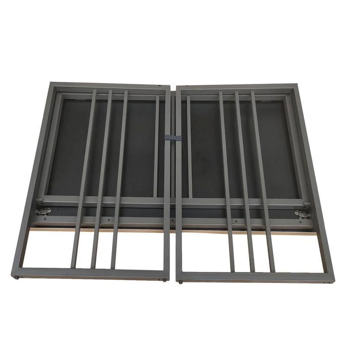 White Oak Gunmetal Slatted Desk Q646