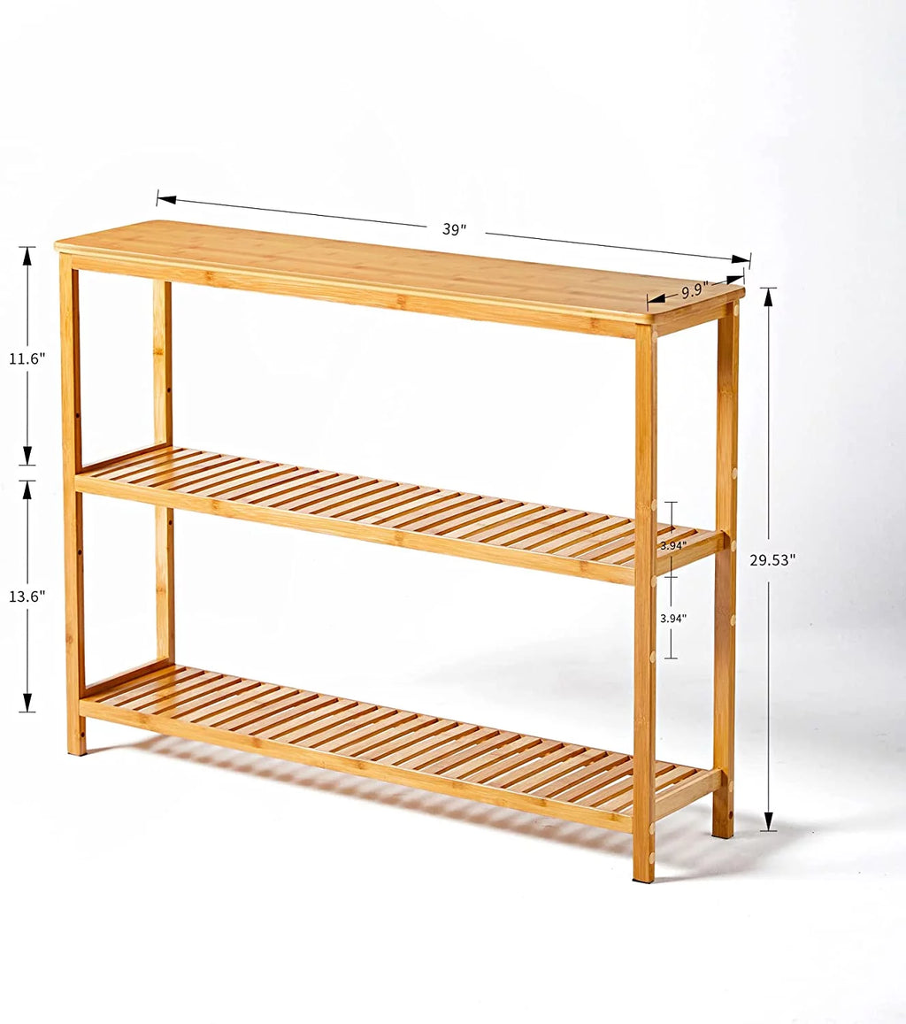 3 Tier Bamboo Console Table with Shoe Storage K638